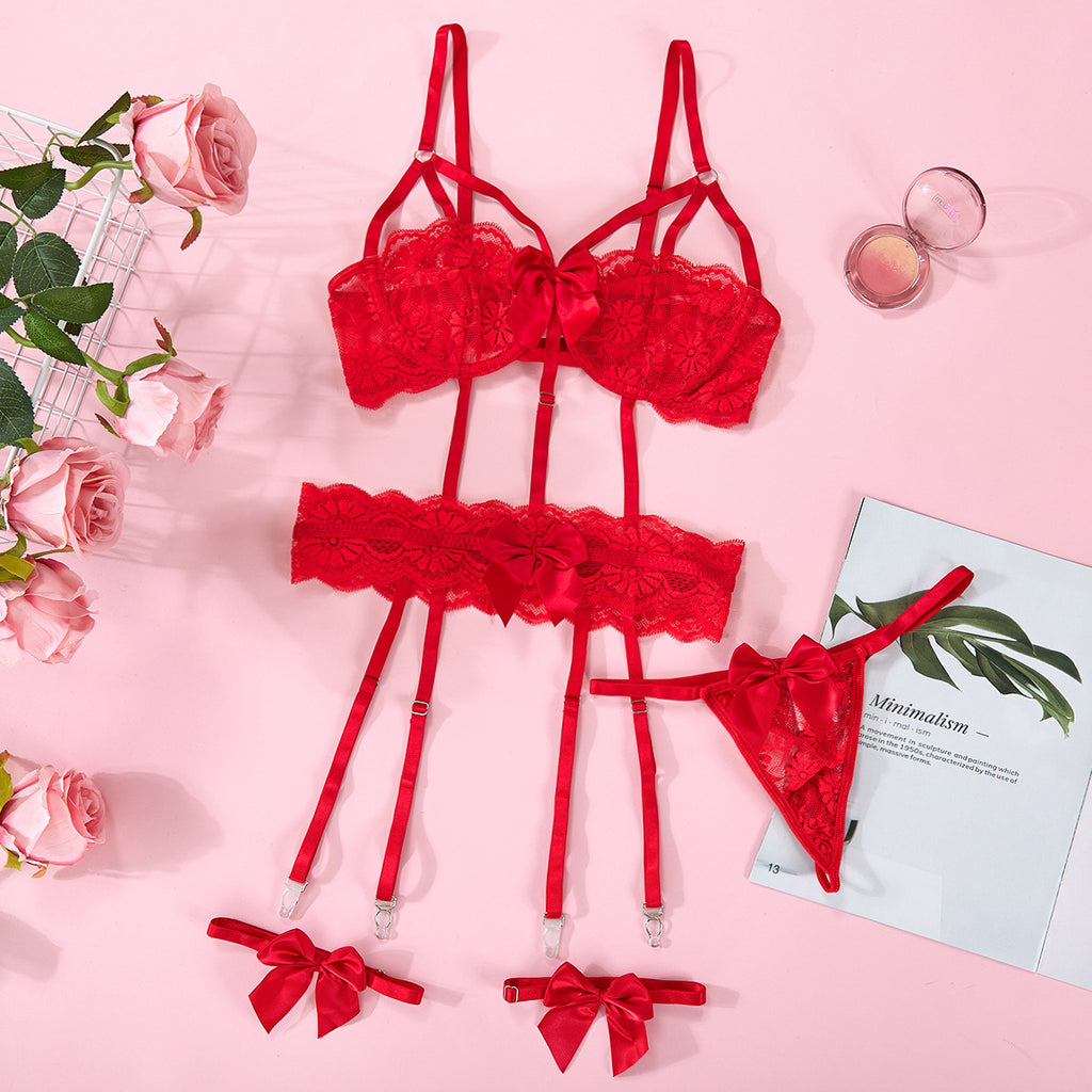 Romantisches Spitzen-Set mit Schleife