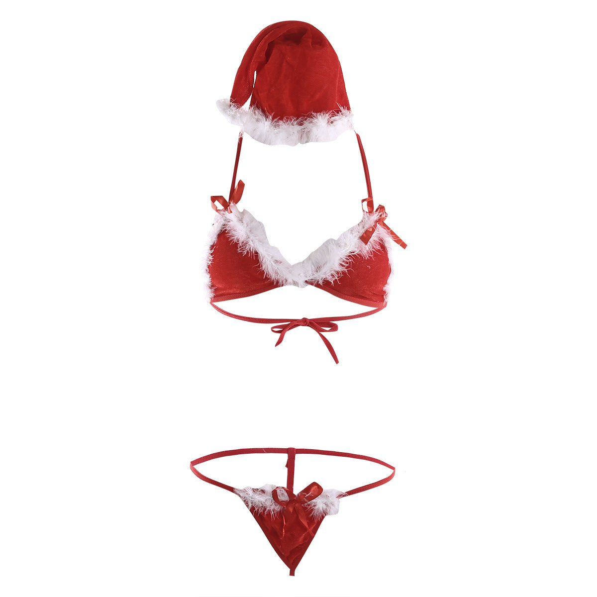 Christmas Fur Trim Lingerie Set