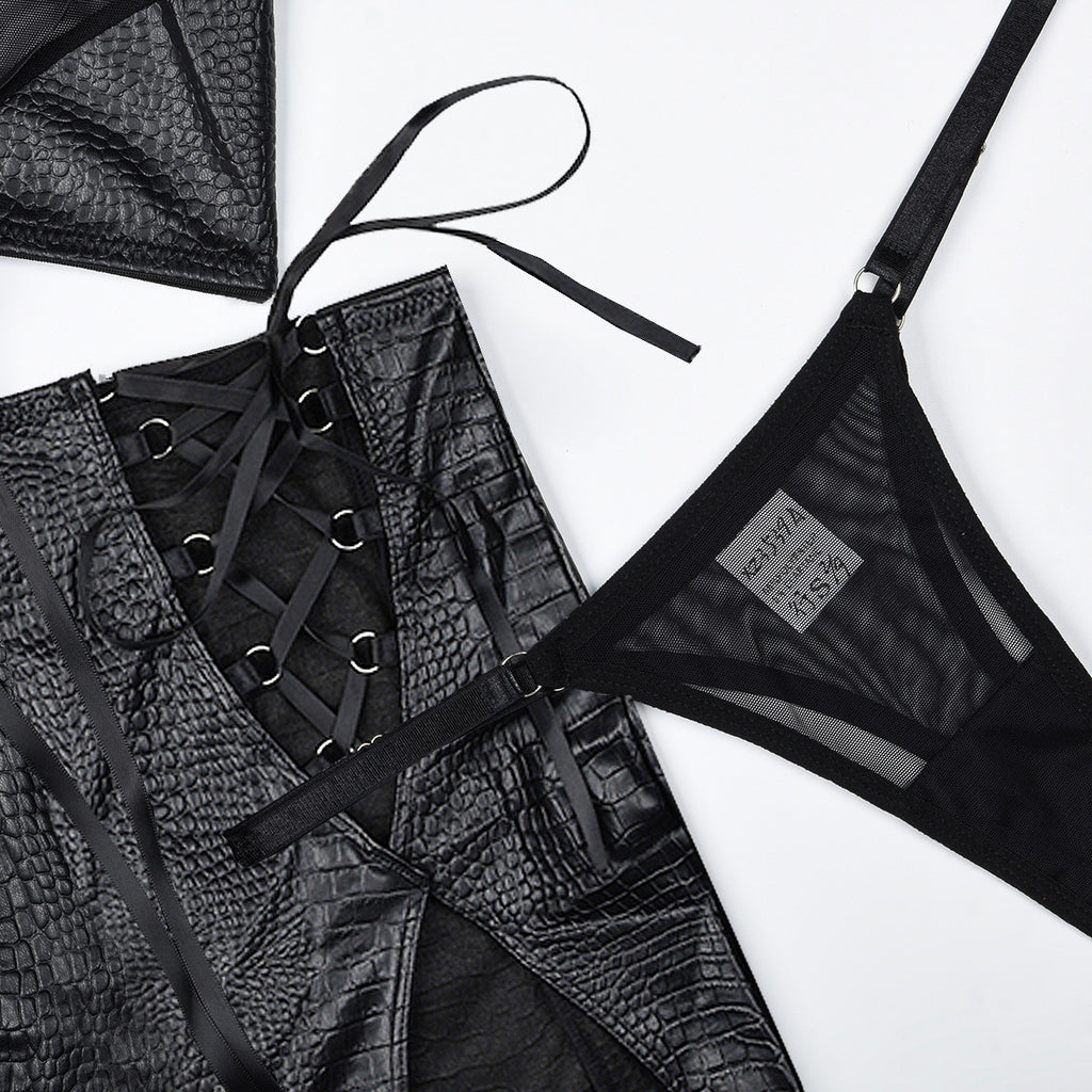 Damen Neckholder-Set in Leder-Optik