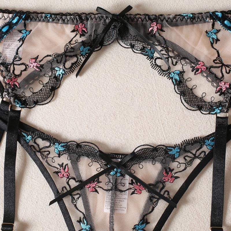 Mesh-besticktes BH-Set Stahlfarbenes BH-Set